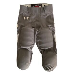 Under Armour Authentic Football Pants Gray White Integrated Pads Youth Small SM